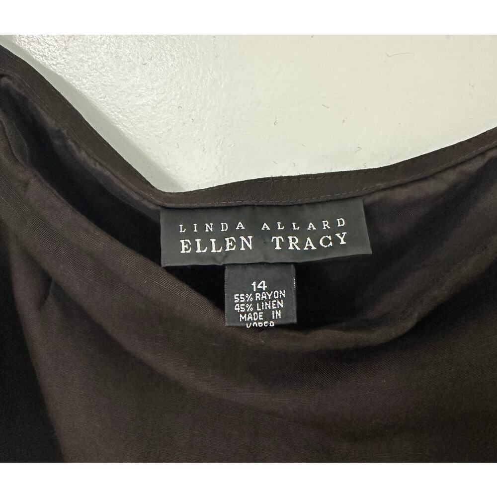 🖤✨ Ellen Tracy Linda Allard Black Linen Rayon Skirt Size 14 Preloved Chic 💅 - Picture 3 of 3